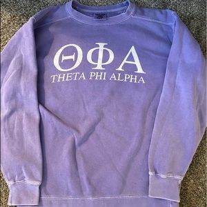 Two Theta Phi Alpha sweatshirts